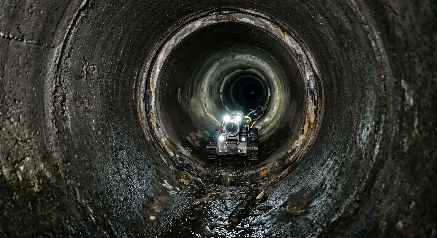 Robotic sewer camera inspecting pipe interior for Drain Snake Service in St. Augustine